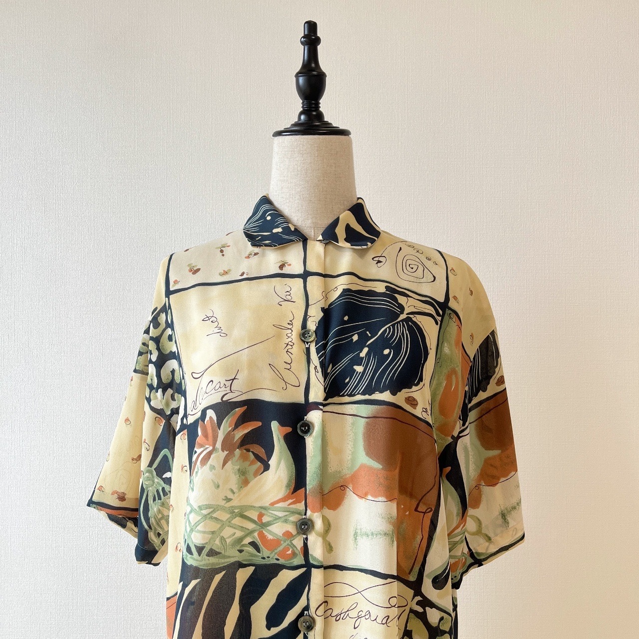 日本製復古藝術拼接圖案短袖襯衫