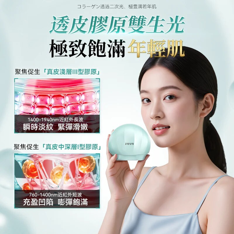【日本JUJY|膠原雙生光V-Lift】日本紀芝JUJY【正品】微電藍寶石聚能6min全臉逆齡提拉緊彈家用無線美容儀