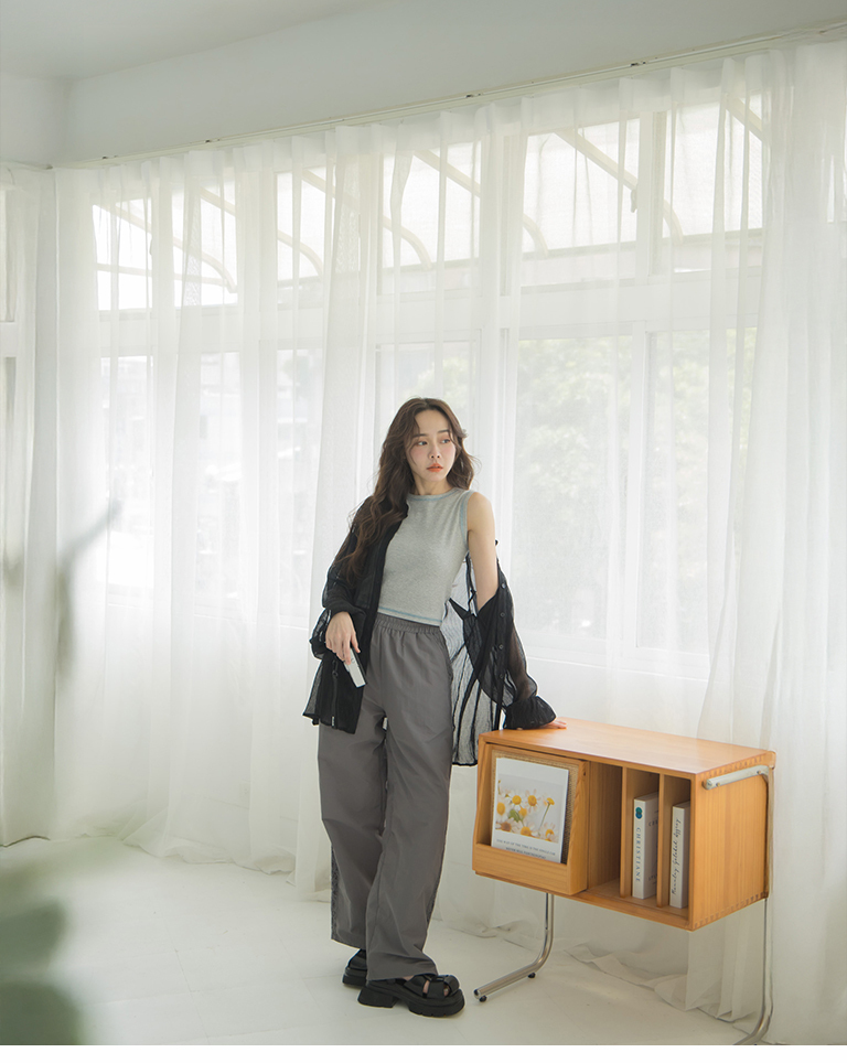 Wrinkled design chiffon see-through shirt, four colors for sale【01025534】in stock+pre-order