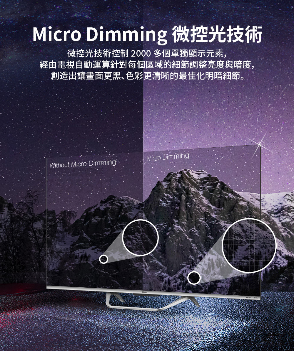 【Haier海爾】 75型 QLED DLG-120Hz 4K 聲控液晶顯示器H75S800UX2 micro dimming 微控光技術