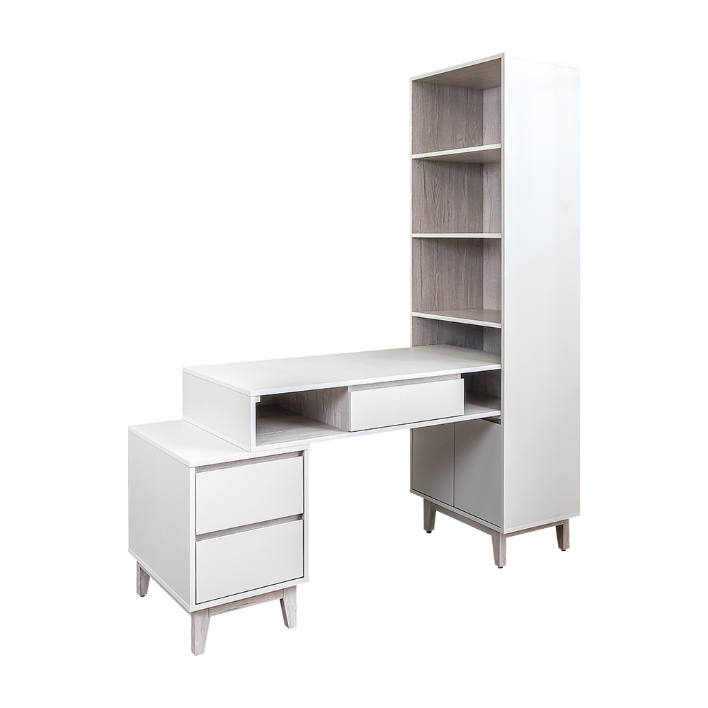 克萊妮5.3尺多功能L型書桌/書櫃型工作桌(寬160-180公分)