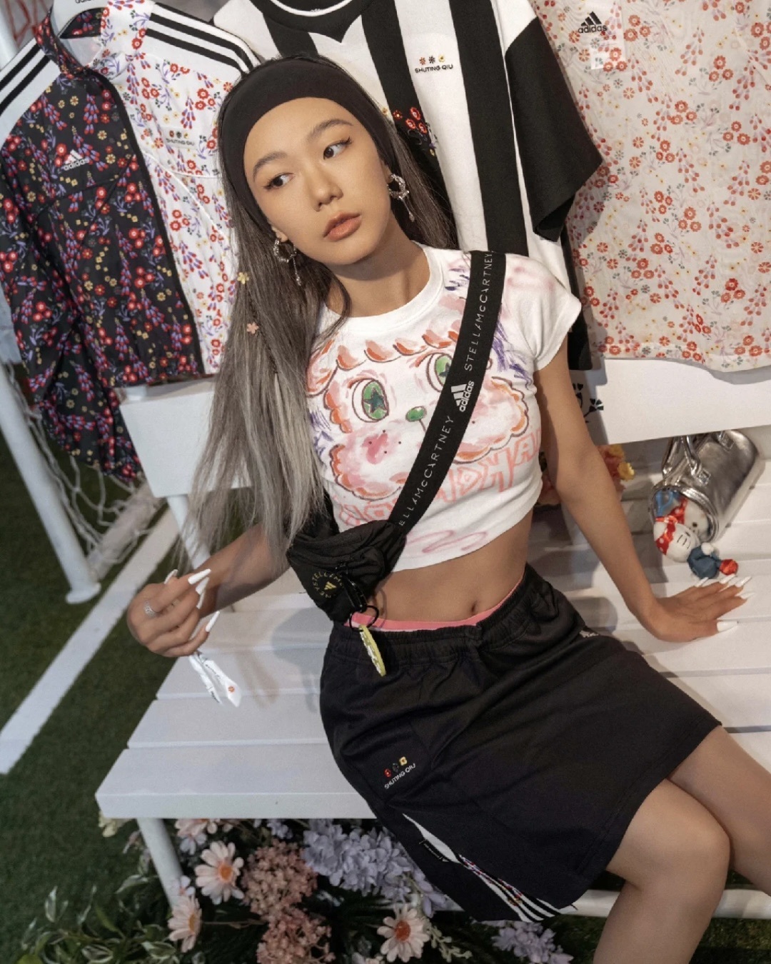 設計師 Shuting Qiu聯名款 adidas 刺繡短裙