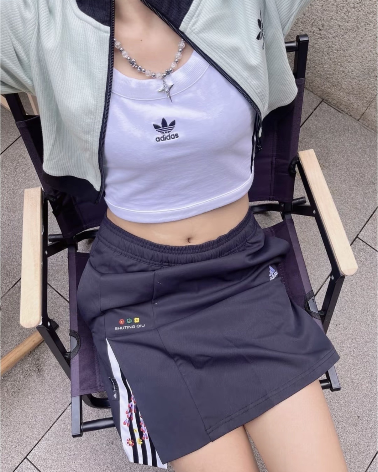 設計師 Shuting Qiu聯名款 adidas 刺繡短裙