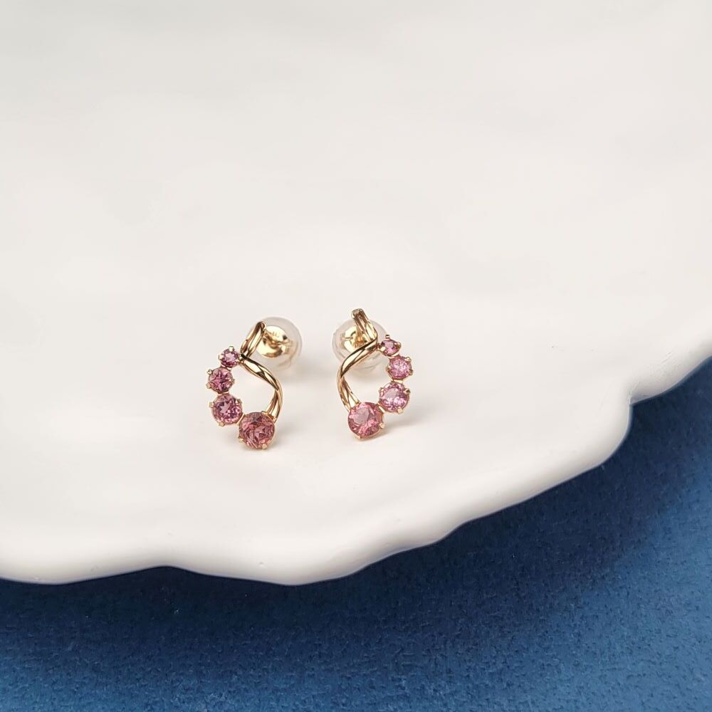 【me.luxe】K10閃耀粉紅拓帕耳環