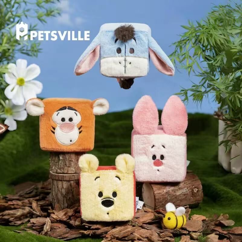 PETSVILLE 维尼熊系列 噗噗小方砖响纸发声洁齿玩具磨牙解闷幼犬狗用品