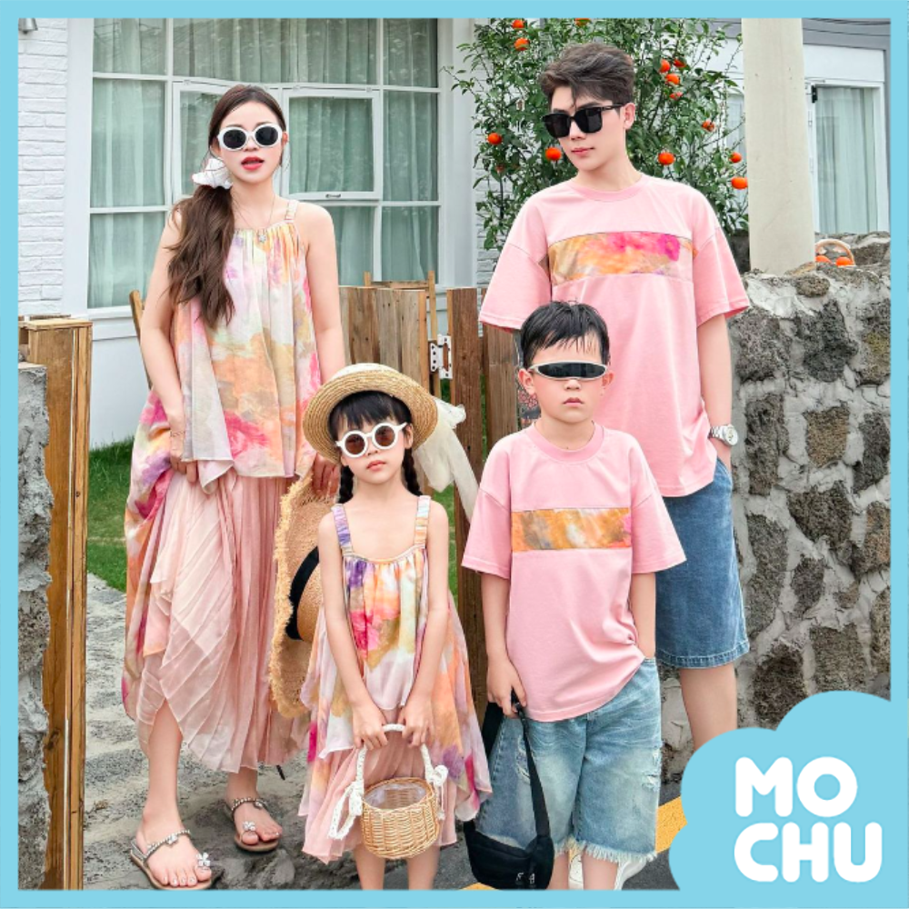 渲染花度假親子裝