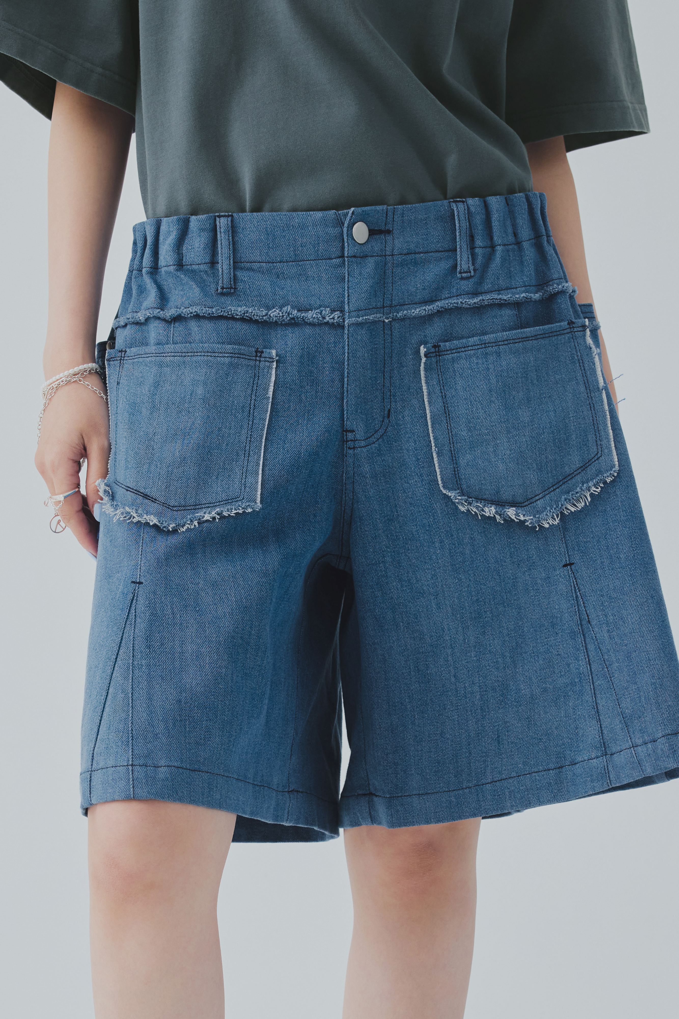 Frayline Denim Shorts｜Stonewash