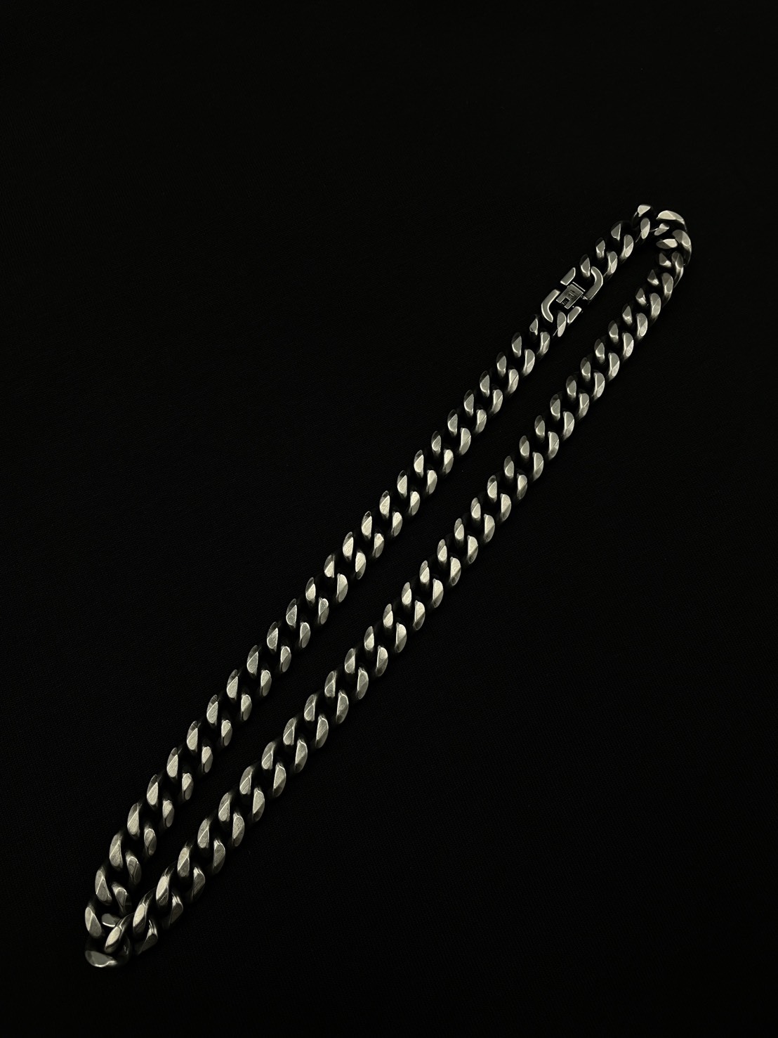 (GOAL) 黑曜銀 做舊 古巴 安全扣 飾品 鈦鋼  項鍊