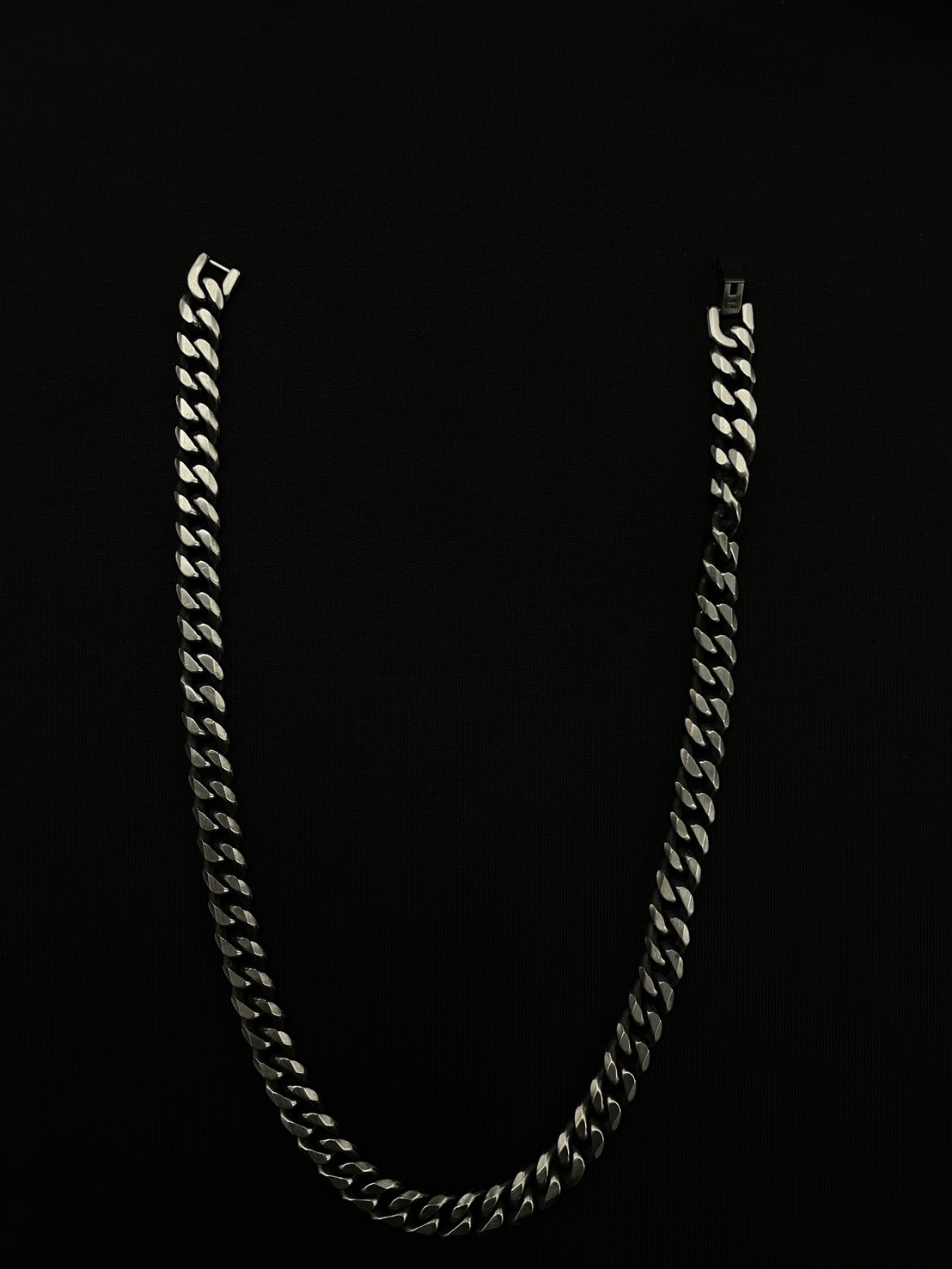 (GOAL) 黑曜銀 做舊 古巴 安全扣 飾品 鈦鋼  項鍊