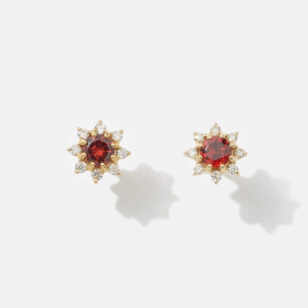 【me.luxe】K10太陽鋯石耳環/紅石榴、祖母綠、紅寶石、藍寶石