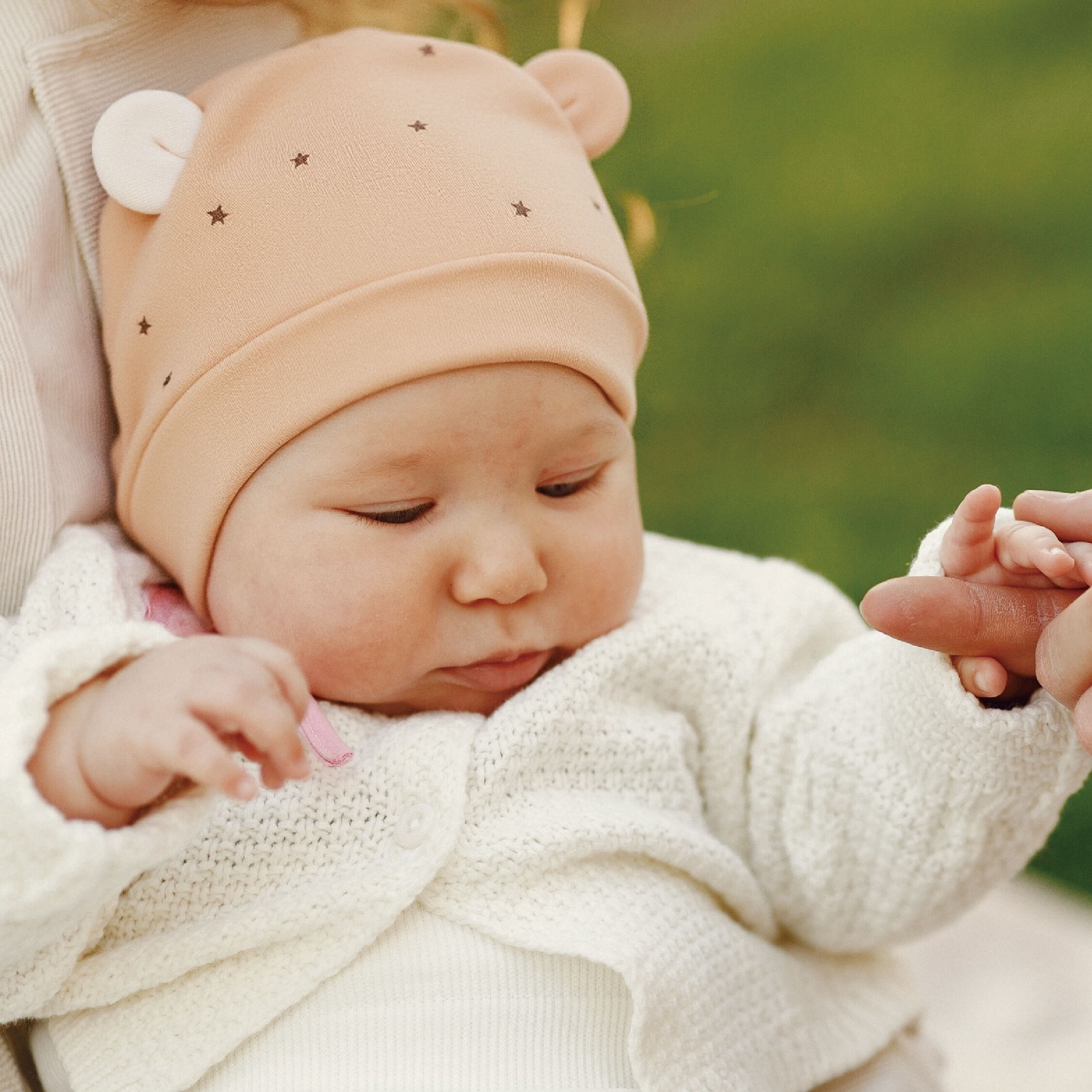 【JA1539】星星小熊親膚寶寶帽＊二色