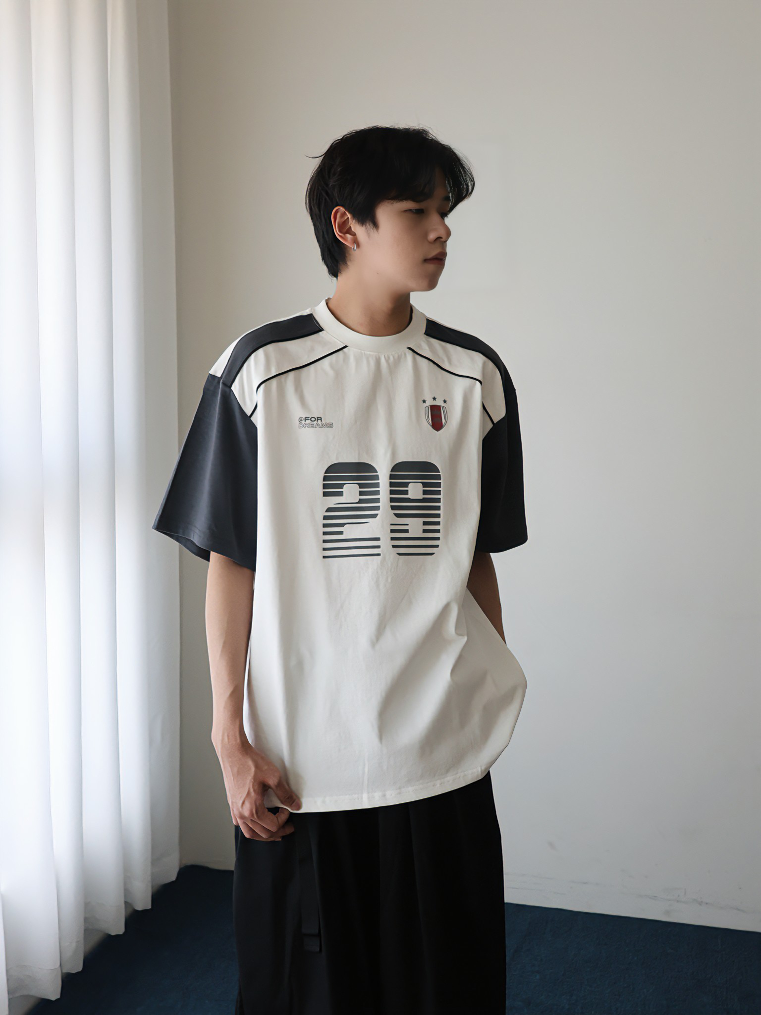 （現貨）美式 拼接設計 數字29 圓領 球衣 短T  JS-1126