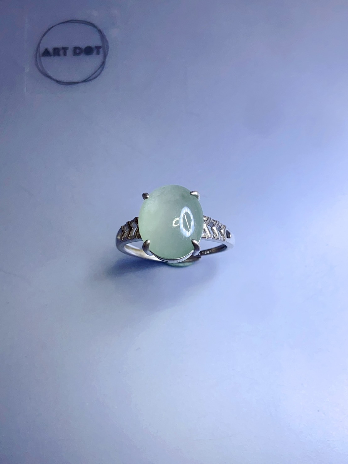 冰晴水底翡翠銀戒丨少見大尺寸玉石