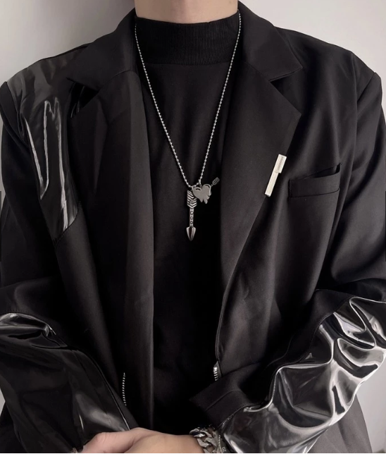 (GOAL) 愛心弓箭項鍊 鈦鋼 流體 溶解