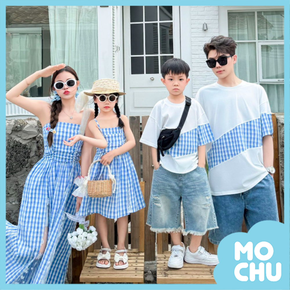 法式拼接格子親子裝(二色)