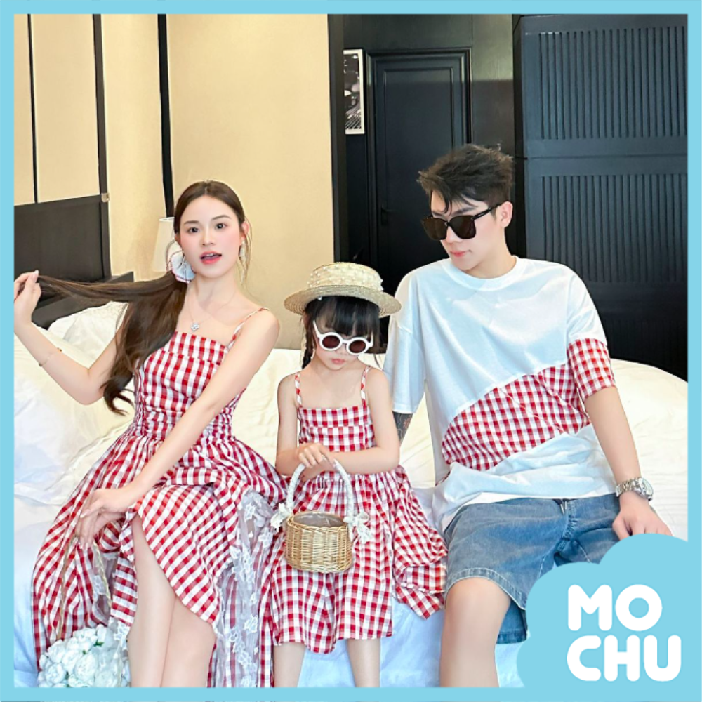 法式拼接格子親子裝(二色)