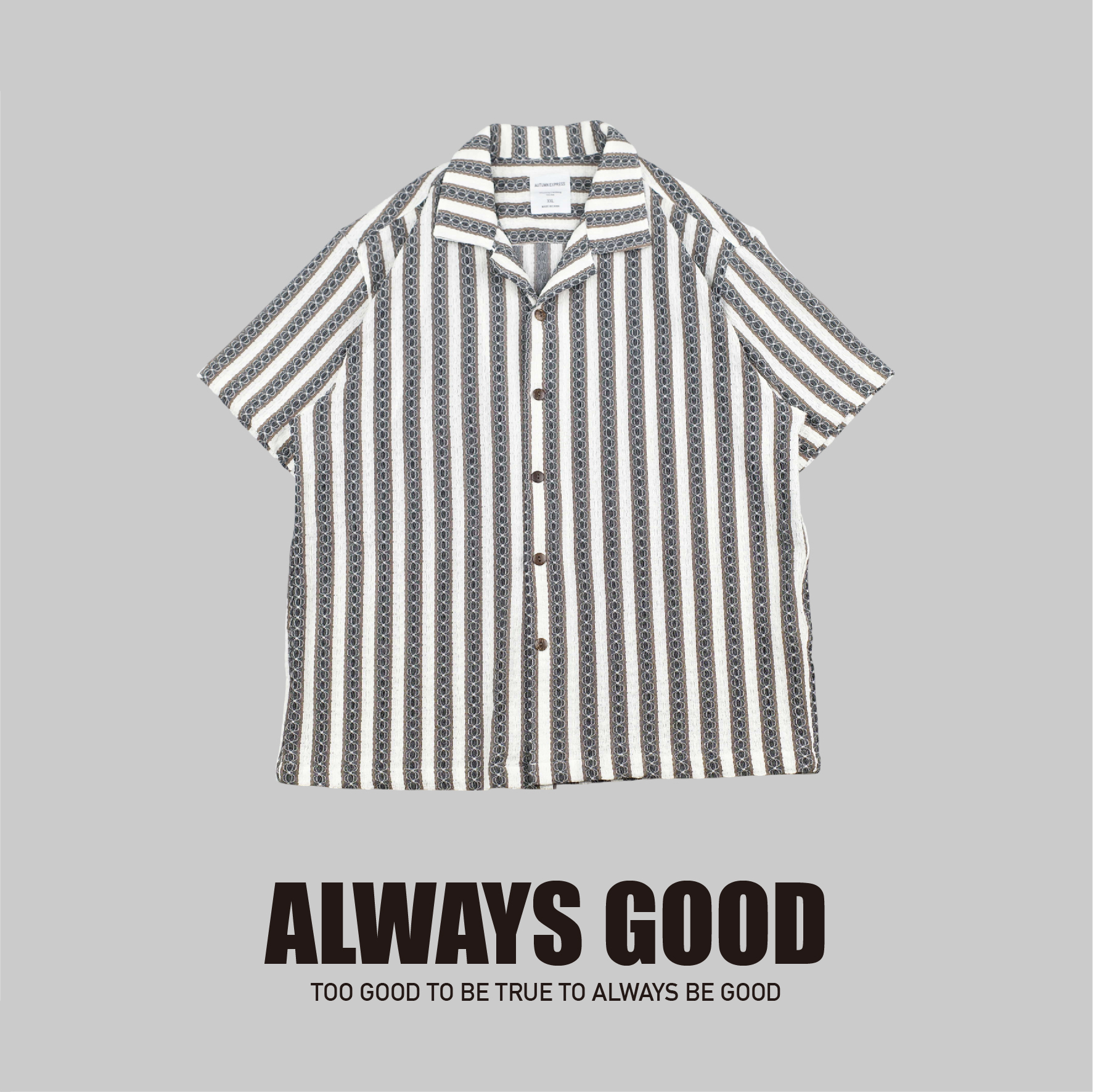 『Always_Good』日系 透氣 針織 直條紋 短袖襯衫
