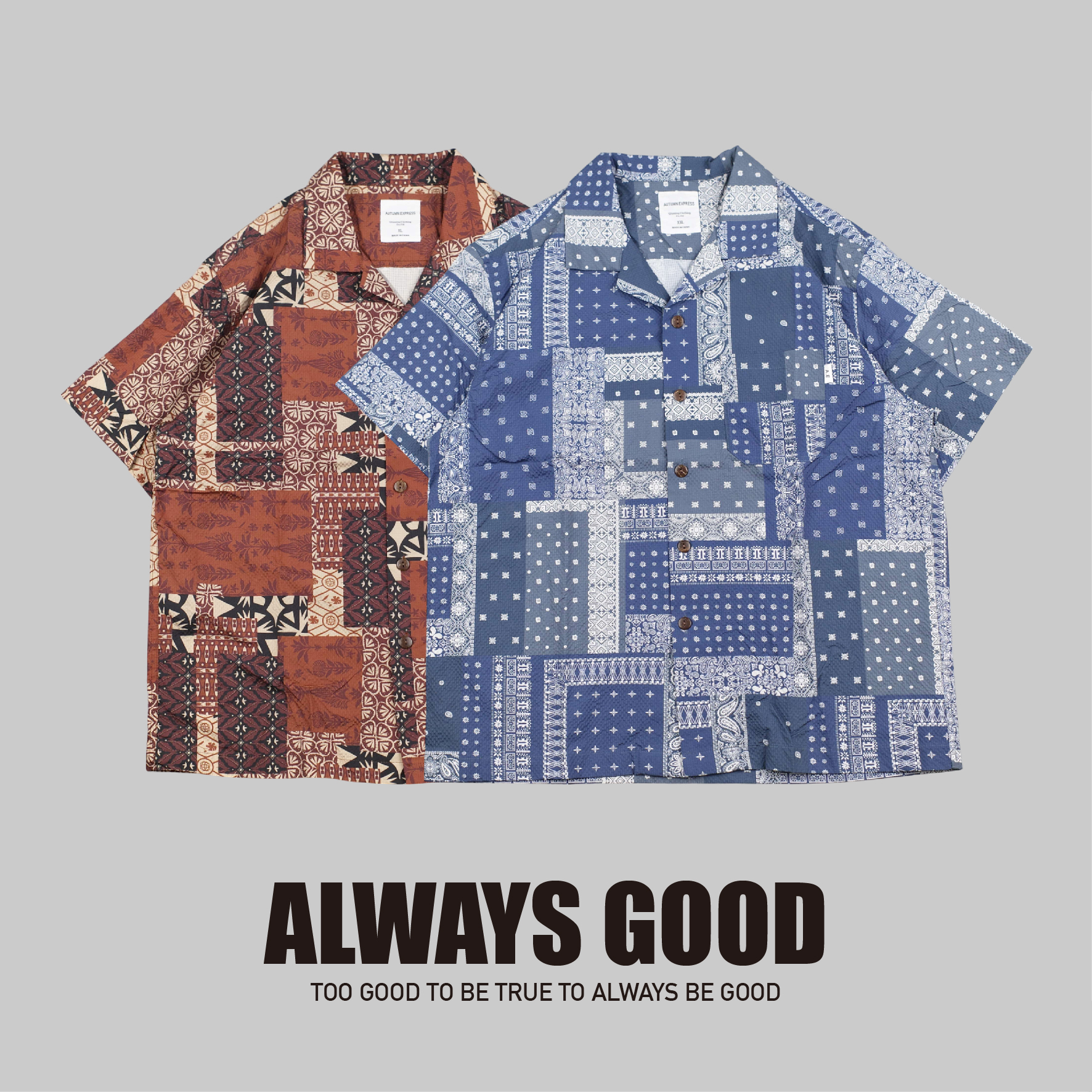 『Always_Good』日系 復古 泡泡紗 變形蟲 短袖襯衫