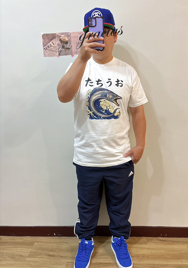 浮世繪風格白帶魚上衣兩色-現貨