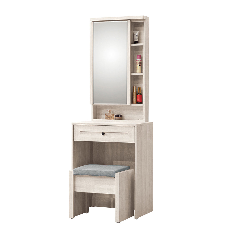 妮塔2尺化妝桌/開門式鏡台/梳妝台(附耐磨皮革收納化妝椅)