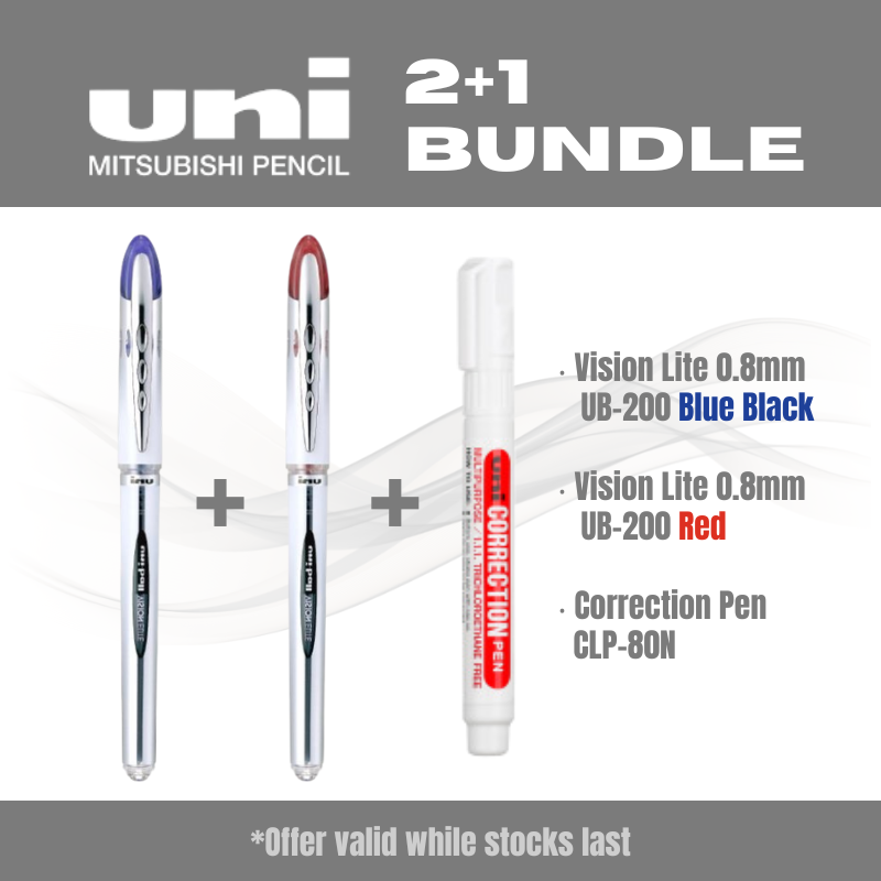 [2+1超值套裝]Uni三菱 Vision Lite太空筆送塗改液 0.5/0.8mm UB-200/205
