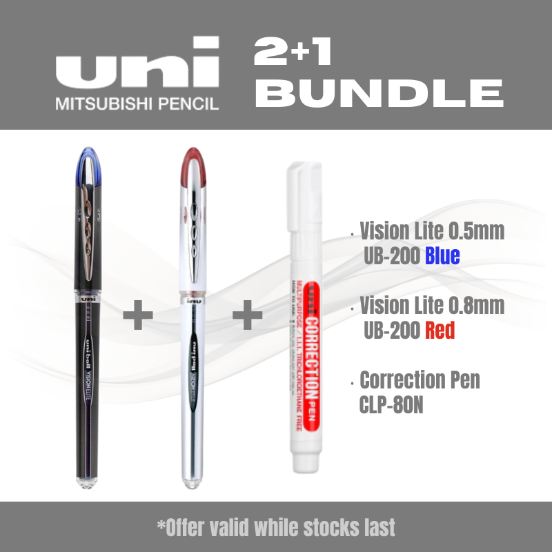 [2+1超值套裝]Uni三菱 Vision Lite太空筆送塗改液 0.5/0.8mm UB-200/205