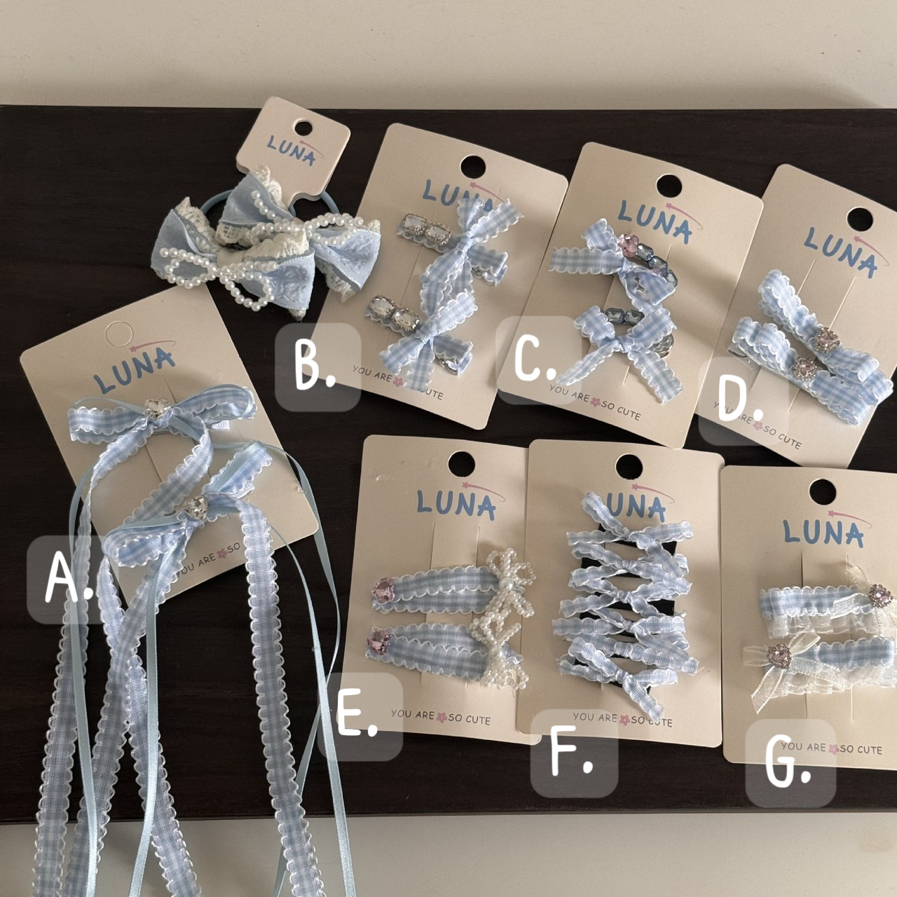 藍格紋系列髮夾