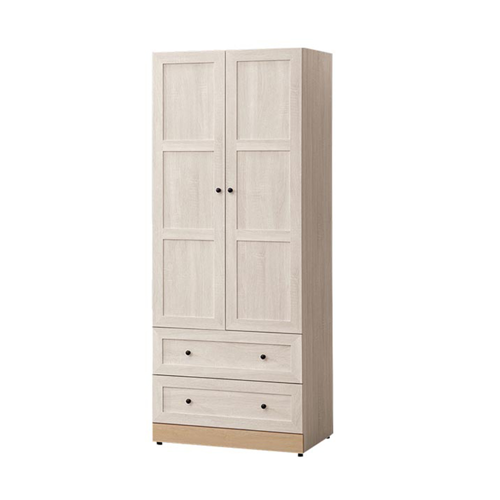 妮塔2.6尺二門二抽衣櫃(單吊桿)