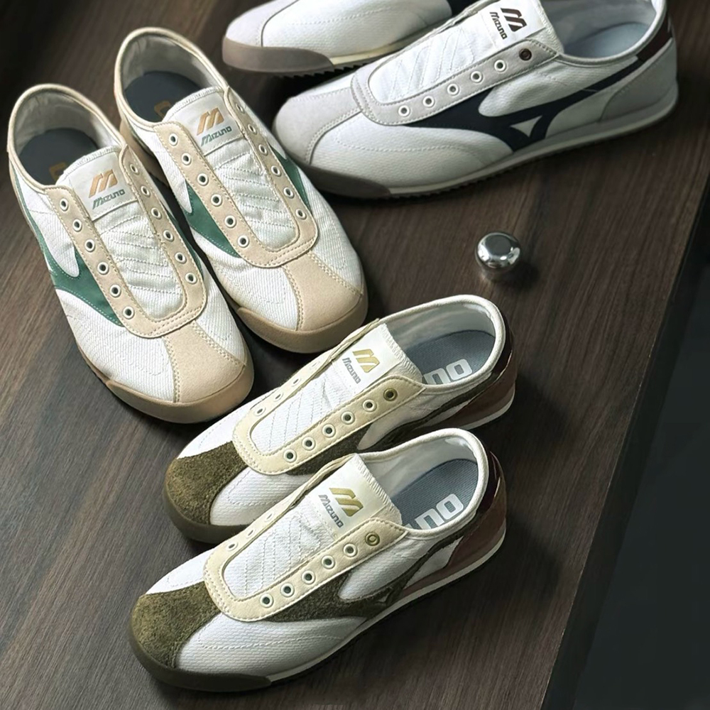 Mizuno 美津濃 LG 60S SLIPON 米白 橄欖綠 做舊 拼接 薄底 懶人鞋 德訓鞋 復古休閒鞋 D1GH240211-212-213