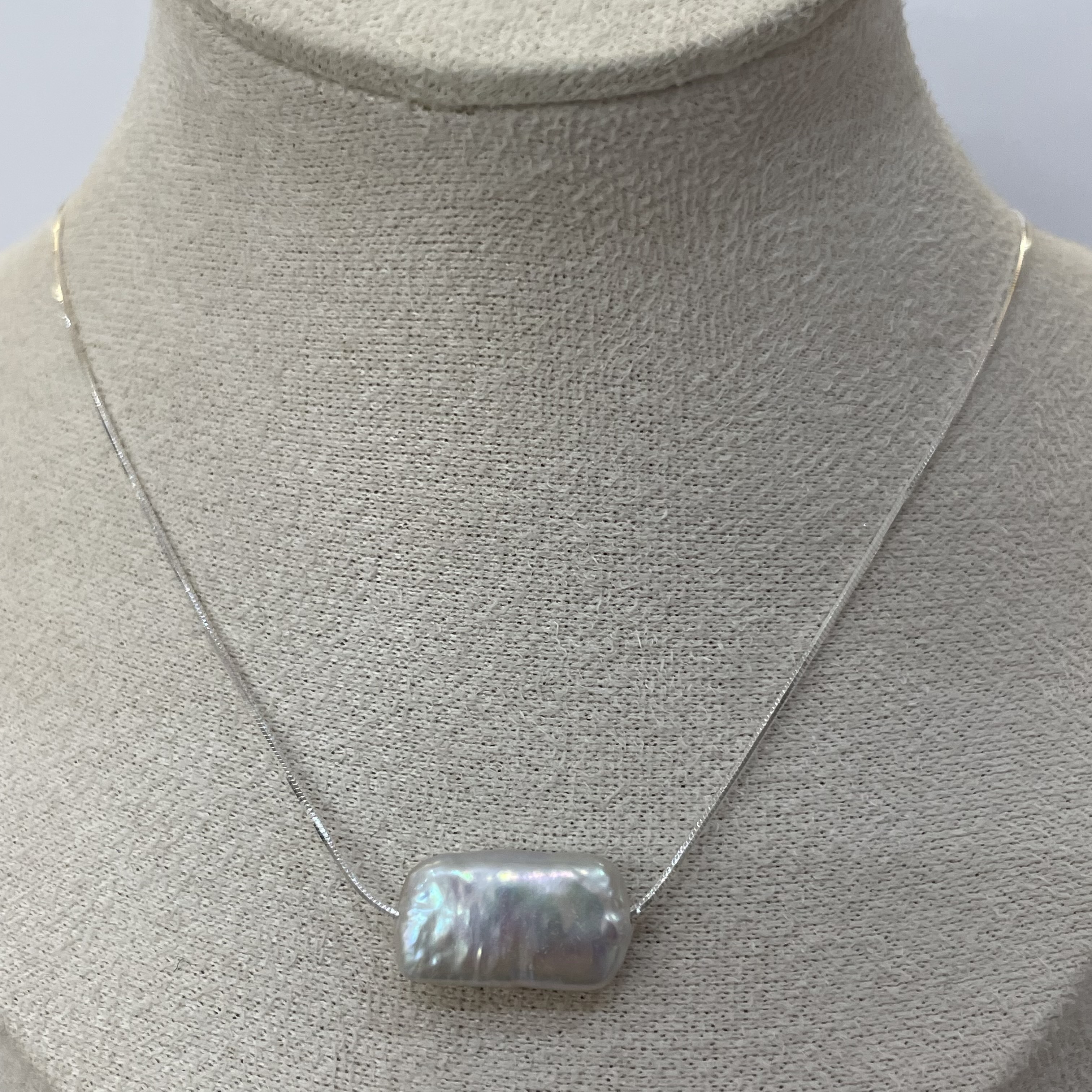 N1125  | 純銀方形淡水珍珠項鍊