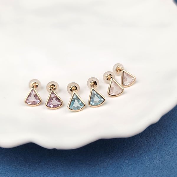 【me.luxe】K10青海波耳環/天空藍拓帕、粉紅紫水晶、玫瑰石英