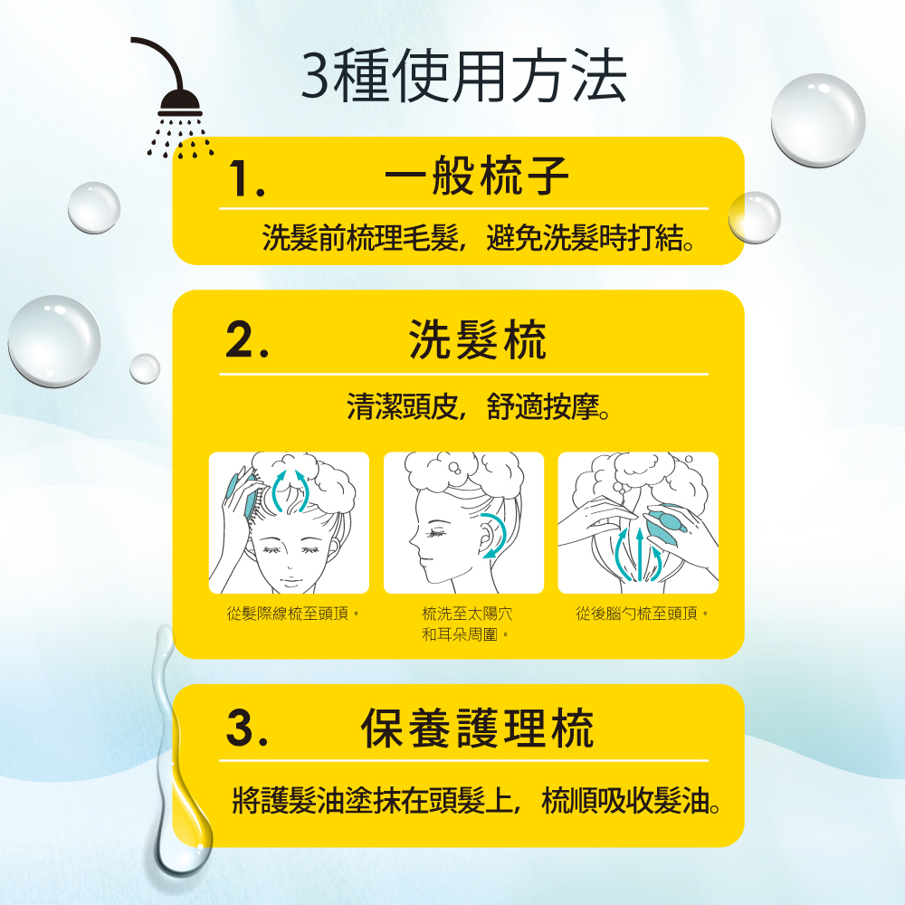 Mapepe 不糾結洗髮梳1入-灰綠薄荷