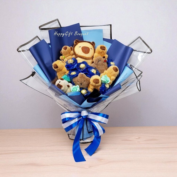 多款卡比巴拉娃娃金莎大花束藍色包裝