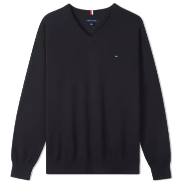 【現貨】Tommy Hilfiger L112295 男裝V領長袖冷衫 (深藍色)