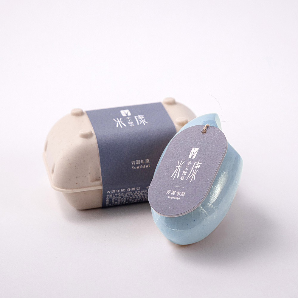 【手工糠皂】身體皂-玉米澱粉盒裝-青澀年黛
