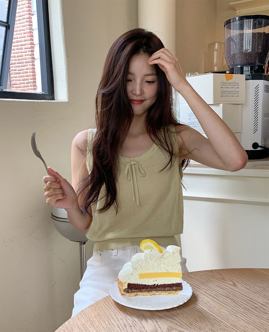 韓國Cherrykoko授權 柔和清新麻辮綁繩針織背心