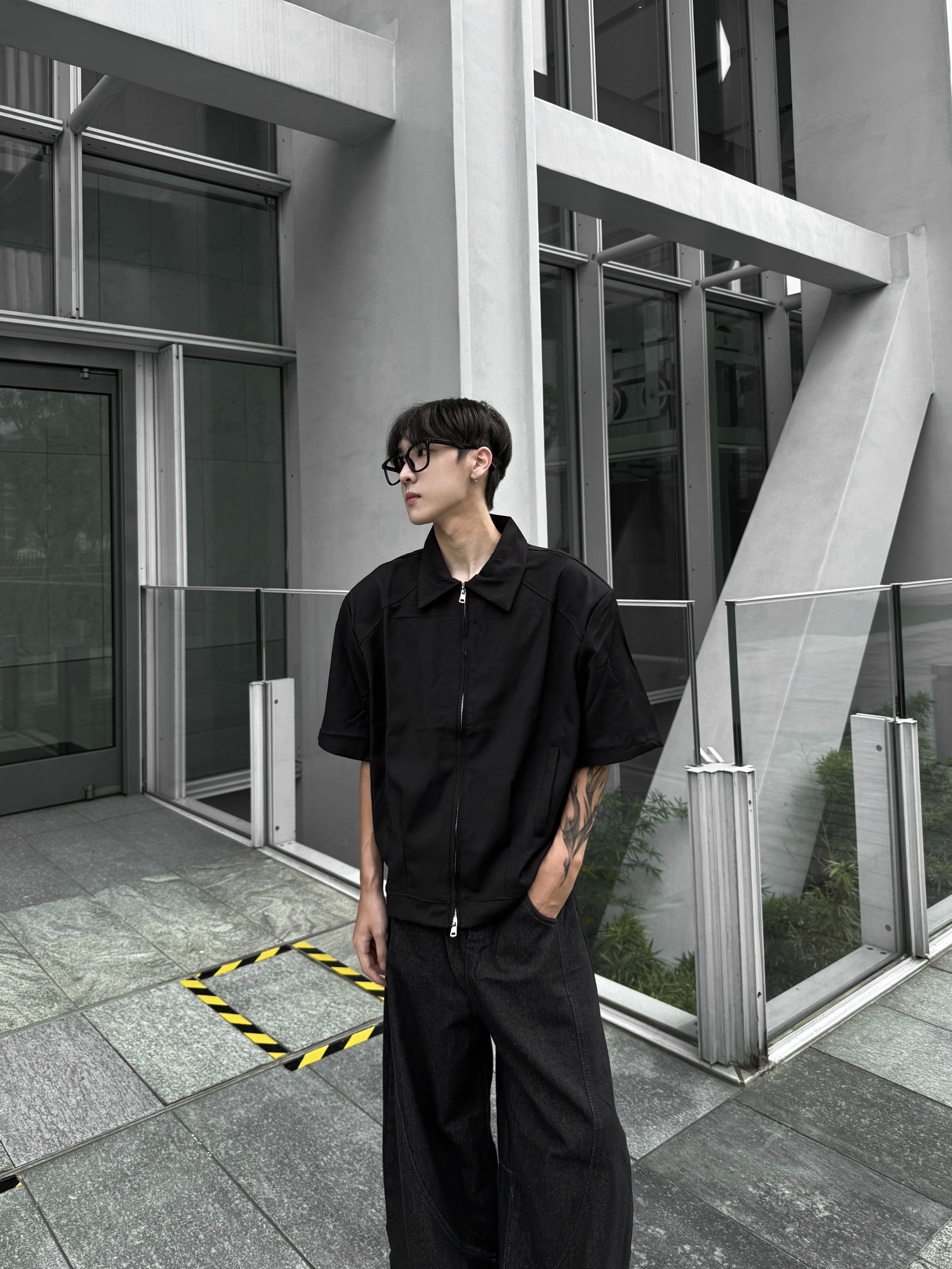 (現貨) 韓系質感墊肩短袖襯衫