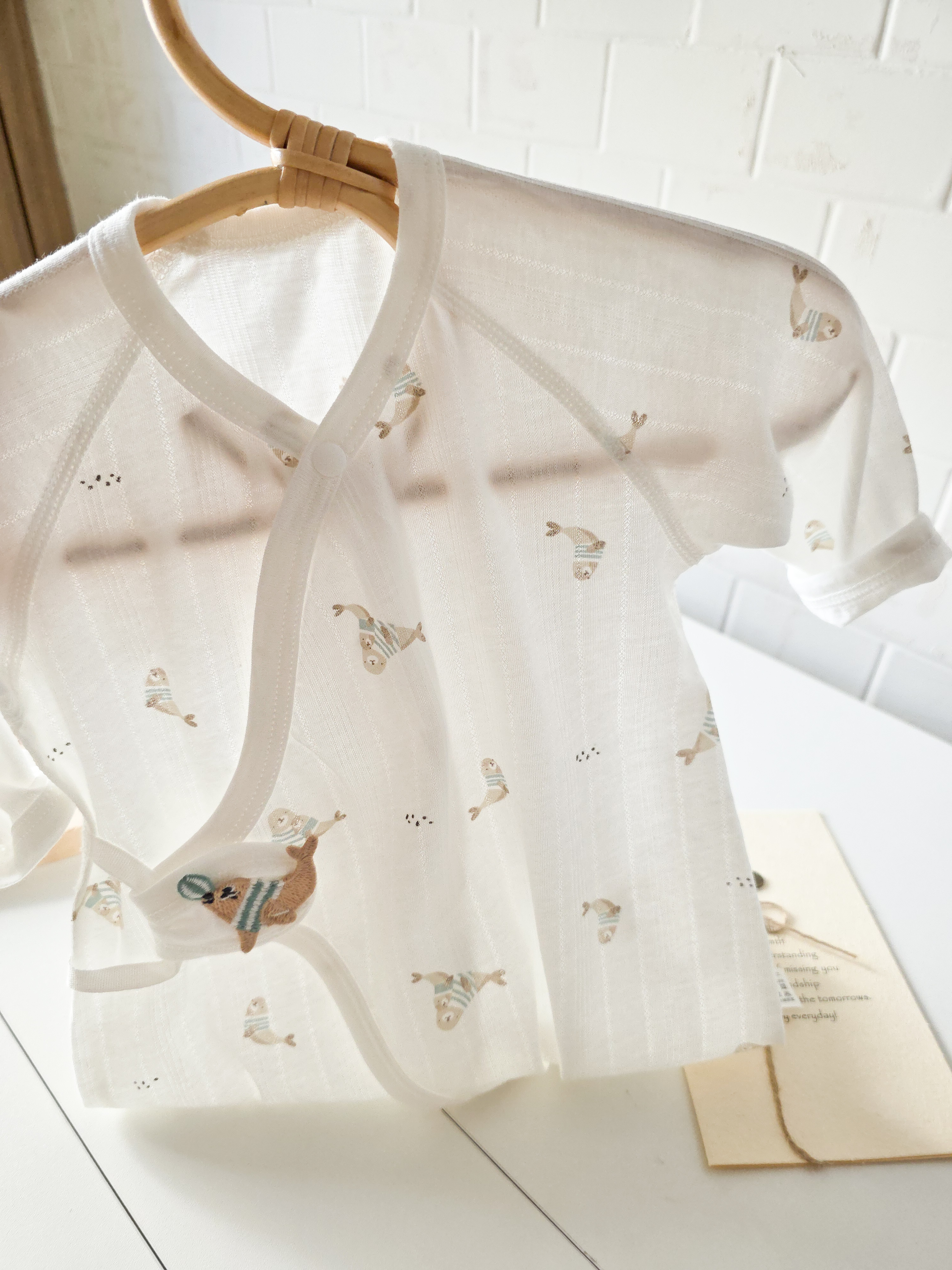 可愛海獅 側扣長袖連身衣