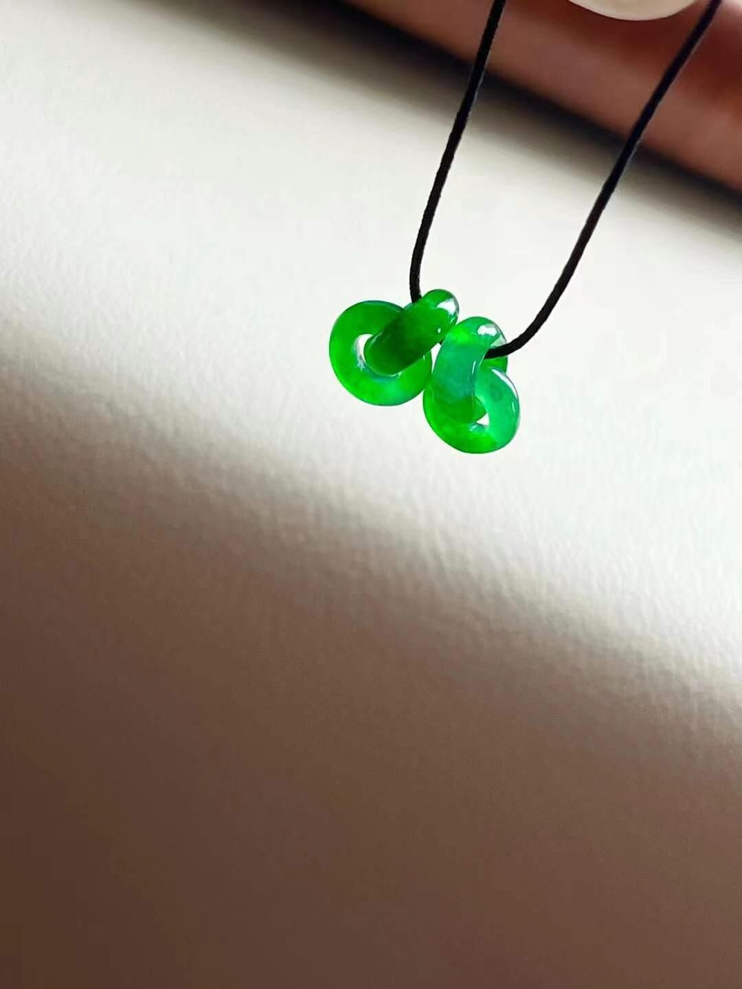 翡翠小環環相扣一對,天然翡翠A玉, 緬甸玉, Jade, Jadeite