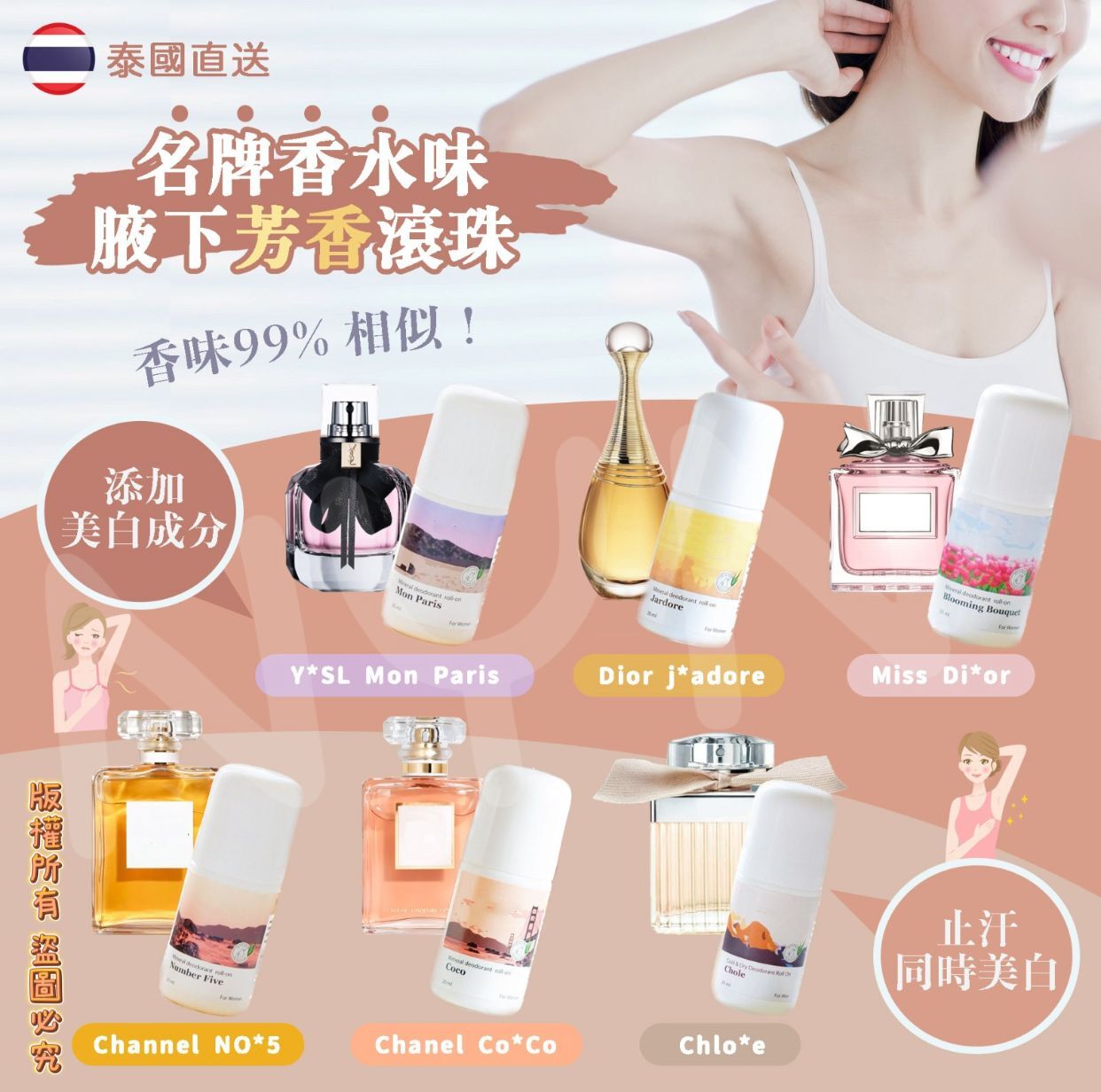 泰國名牌香水味腋下芳香滾珠