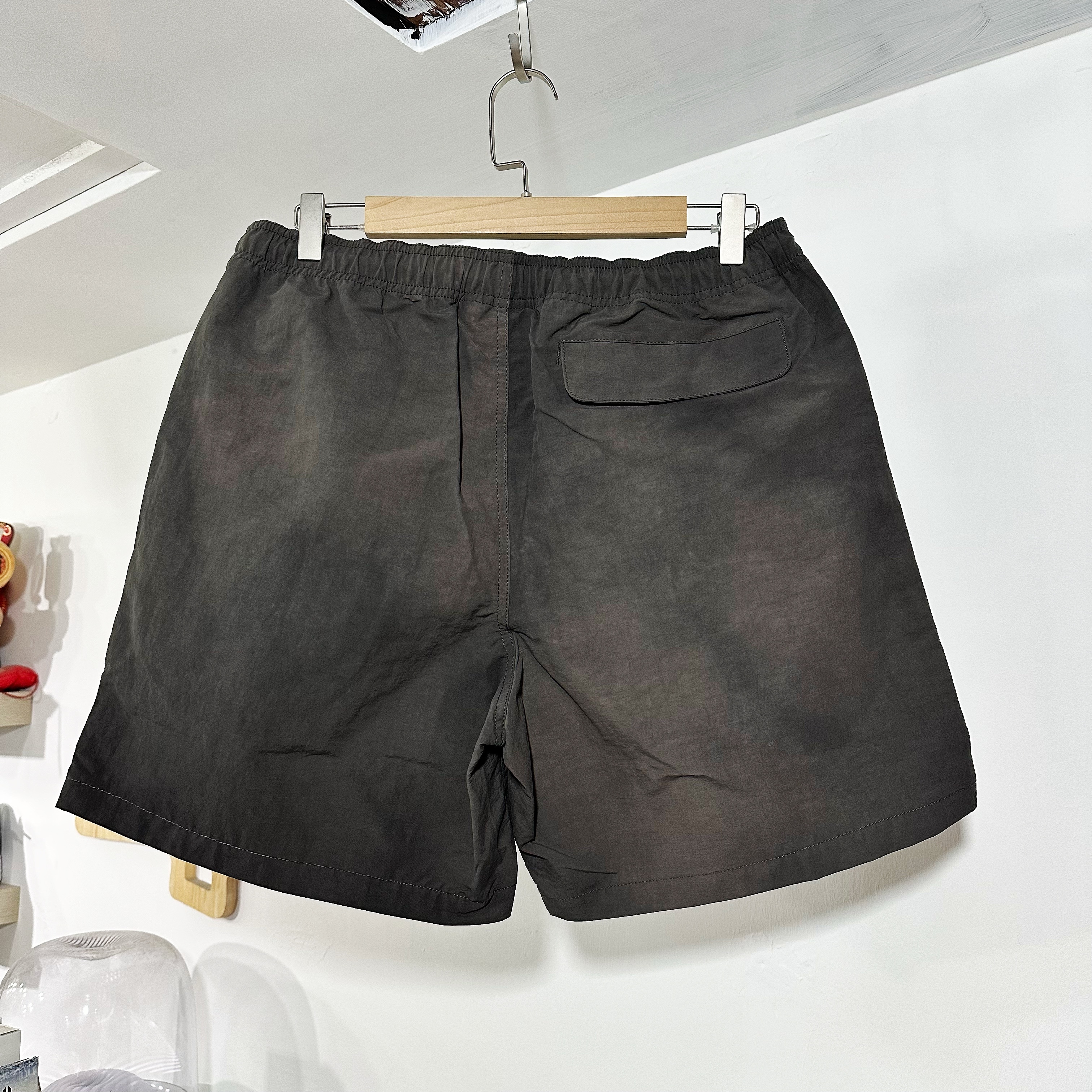 STUSSY NYLON SHORT WAVE DYE  BLACK 沙灘洗水染色黑短褲