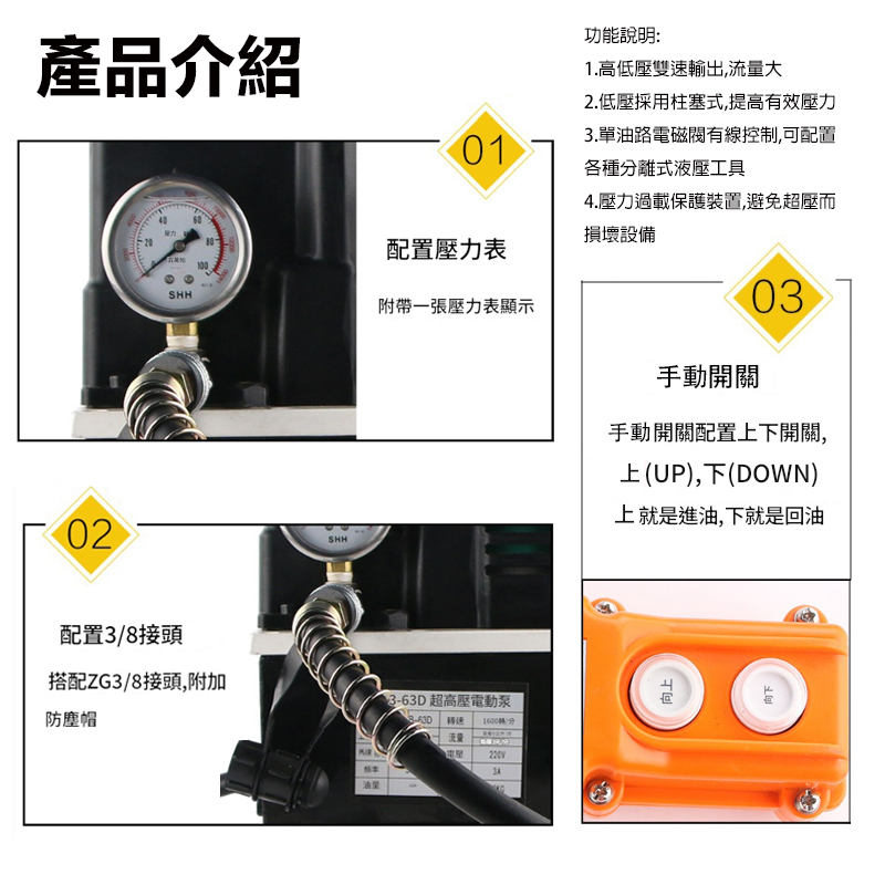 附發票｜GYB-63D｜鋰電電動汞 迷你型油壓泵 便攜電動液壓泵 超高壓電動泵 單回路 電動油泵浦