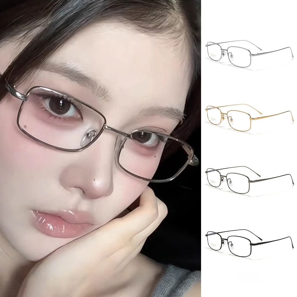 金絲眼鏡 小框眼鏡 方框眼鏡 純鈦眼鏡 眼鏡框 鏡架 鈦架 復古眼鏡 女生眼鏡 無度數眼鏡 日系風 顯氣質 文青 065
