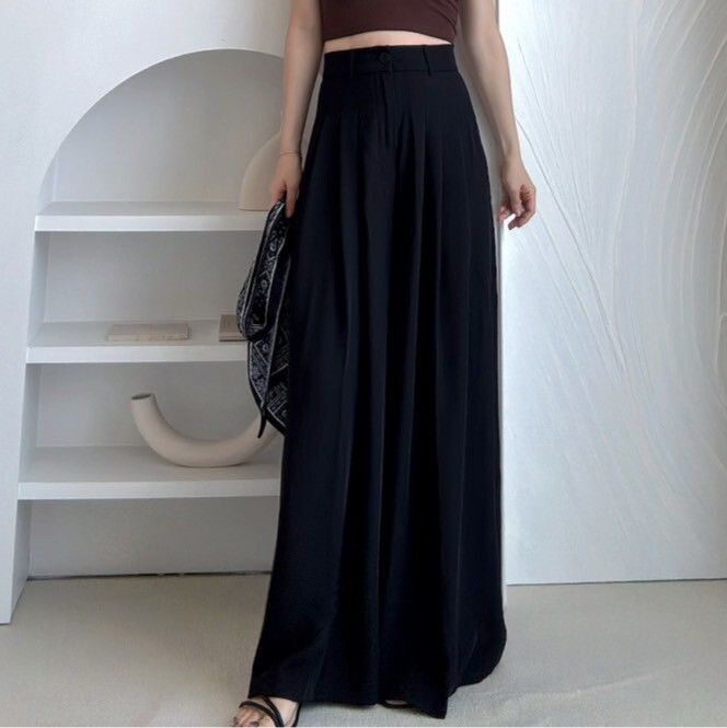 拜託你一定要買的超顯瘦附絲巾涼感西裝大寬褲（現貨）