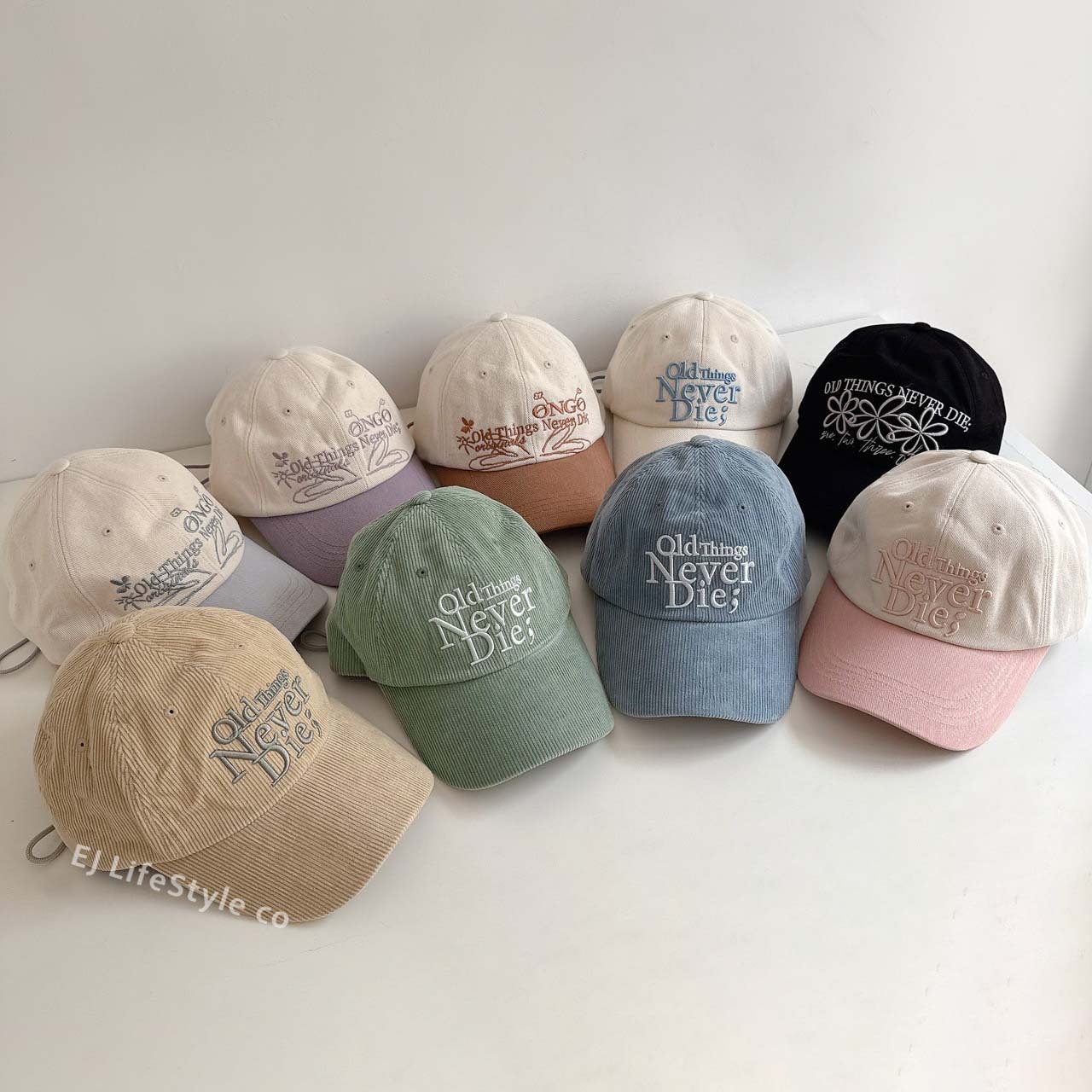 🇰🇷 ONGO FLOWER KNOT CAP 復古花結老帽 小花 刺繡 拼接 燈芯絨 棒球帽  / 現貨