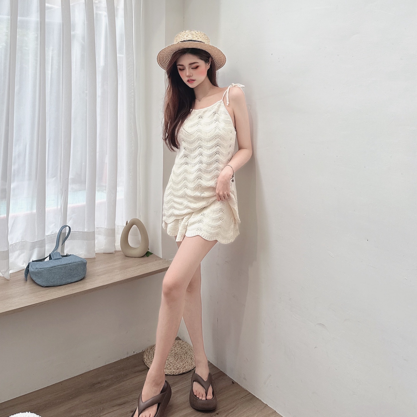 韓系歐逆度假針織套裝/二色