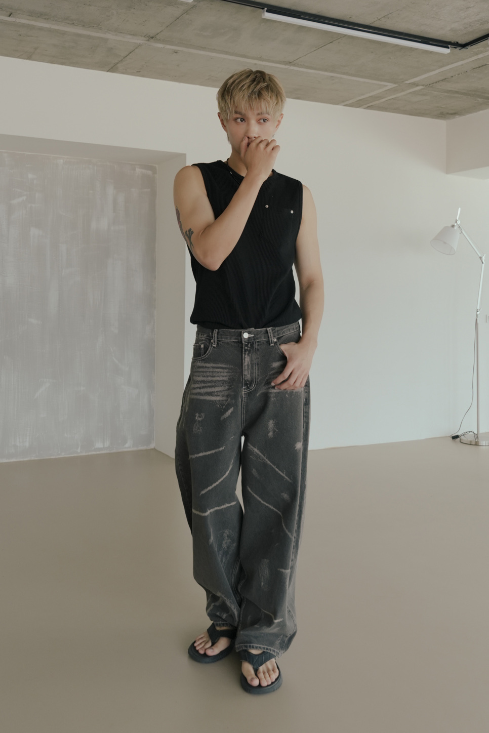 【Unisex】Structured Denim Pants #牛仔褲