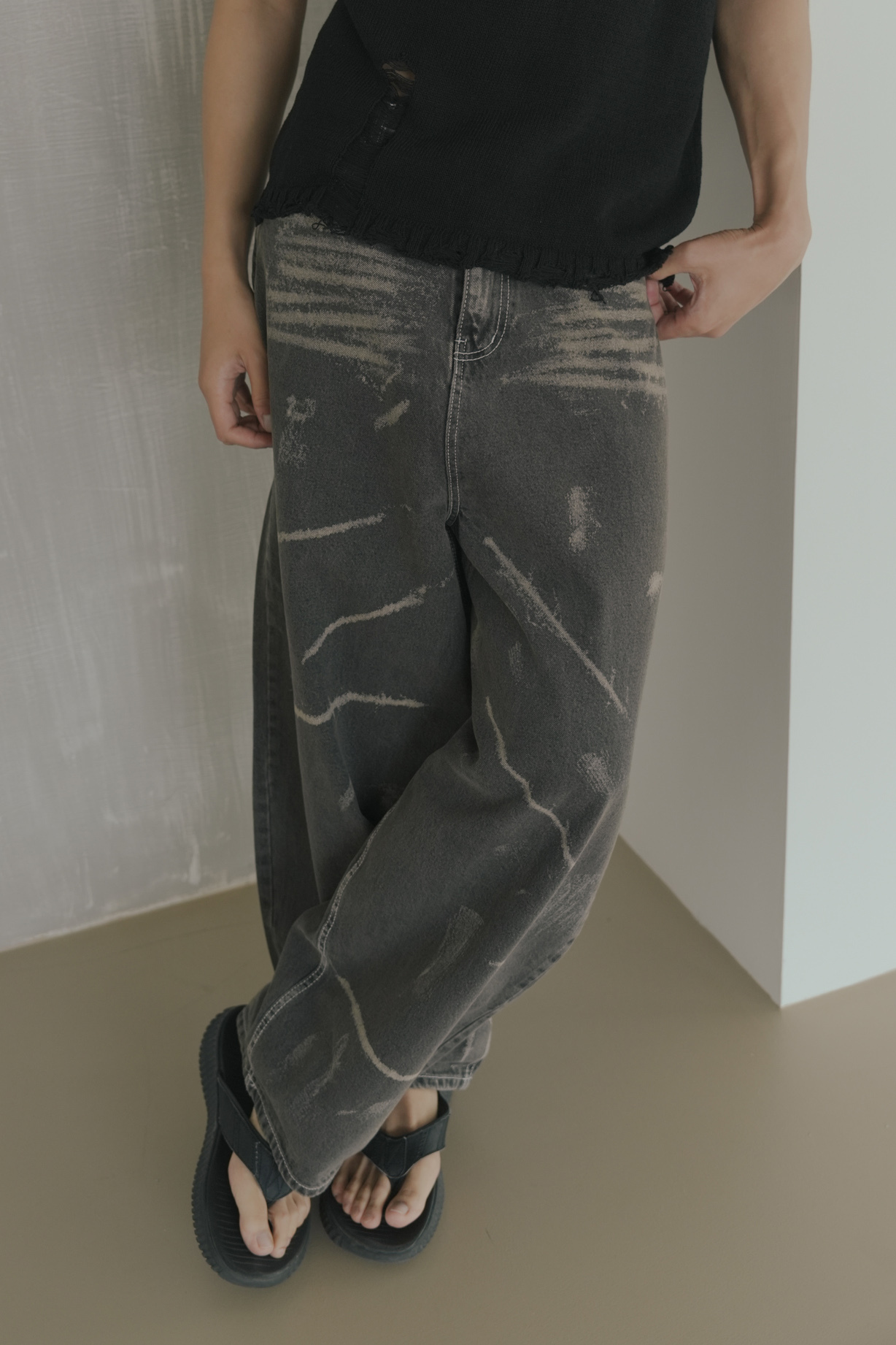 【Unisex】Structured Denim Pants #牛仔褲