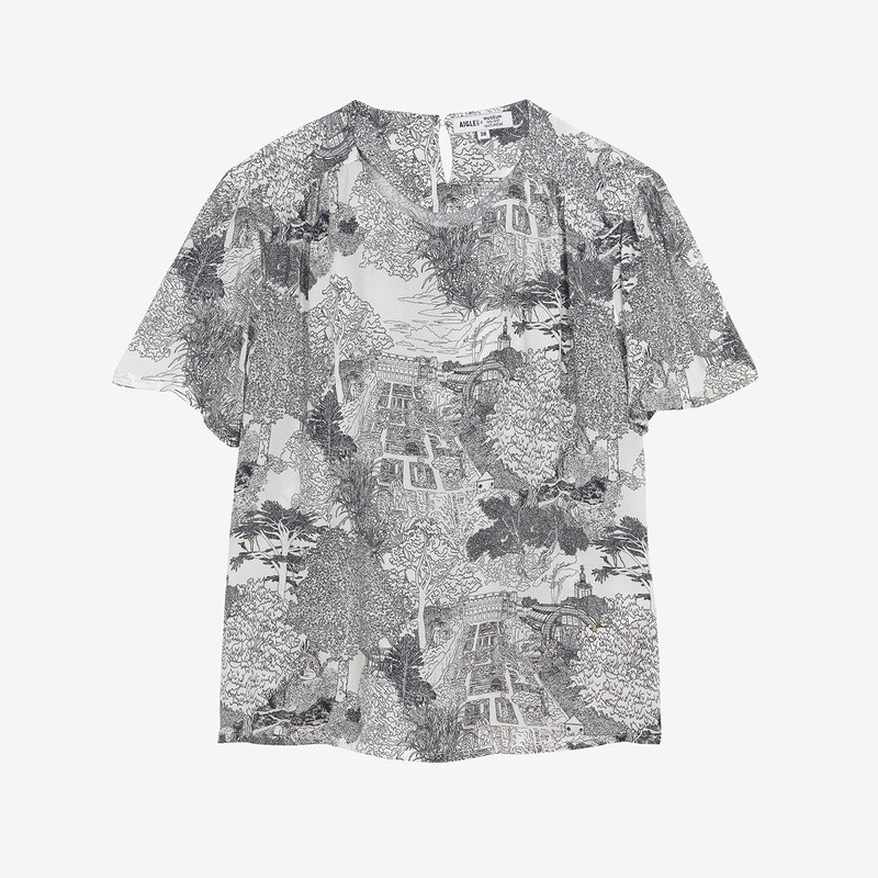 1GA0709-031 AIGLE Printed Blouse Black #AIS24WSHI011 (C-EU-E)