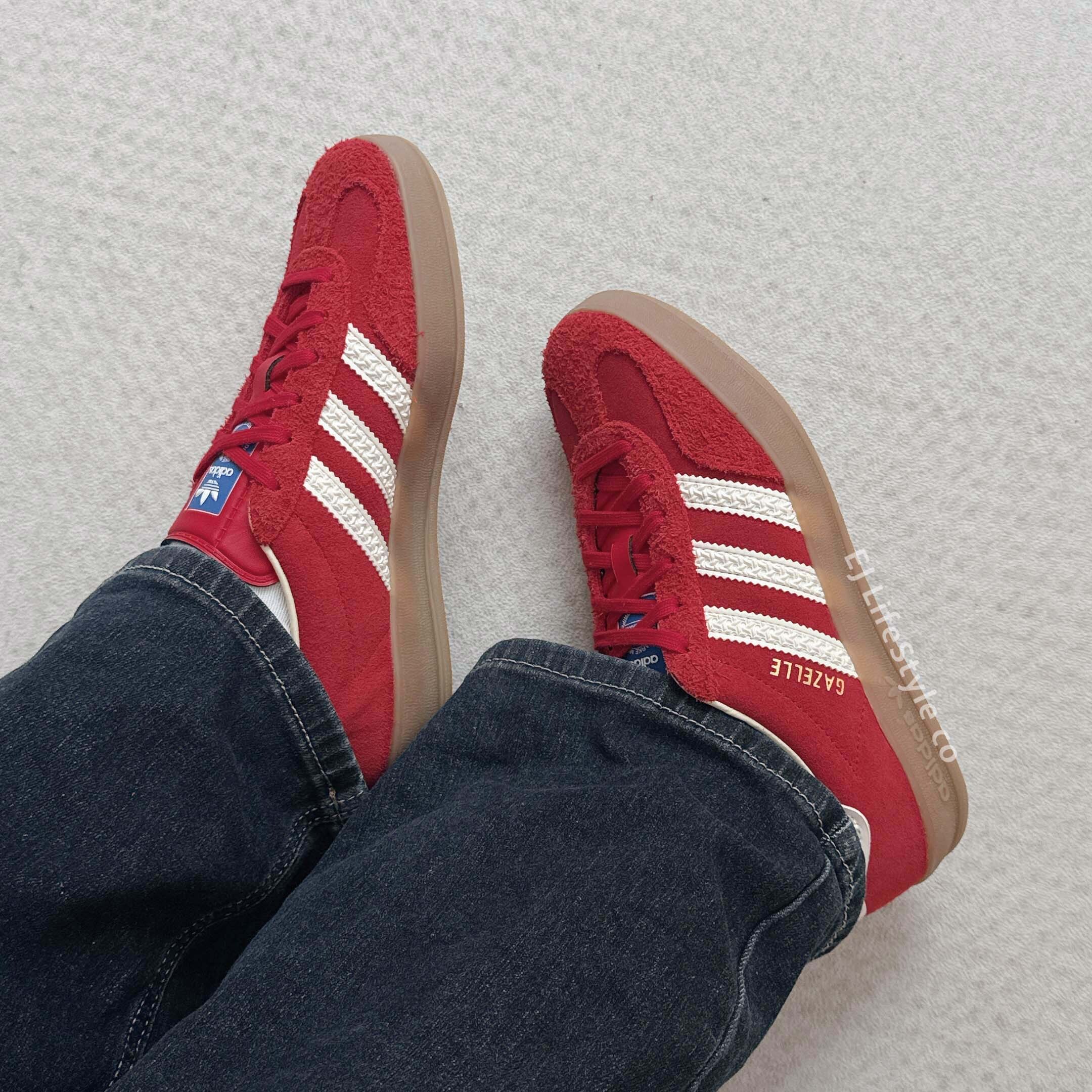 ADIDAS GAZELLE INDOOR 正紅 紅色 奶油白 焦糖底 麂皮 浮雕 男女鞋 IF1808 / 現貨